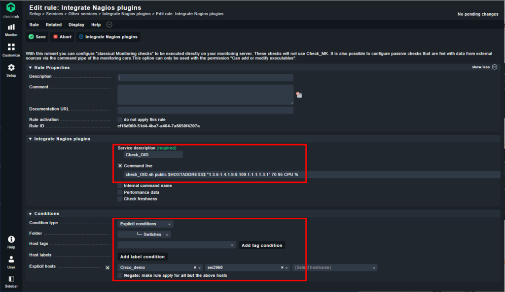 Integrate Nagios pluginsとConditionsに入力