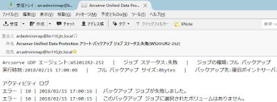 UDPから送信されたメールの例 UDPから送信されたメールの例