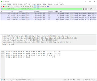 図3 Wiresharkによるパケットキャプチャ例